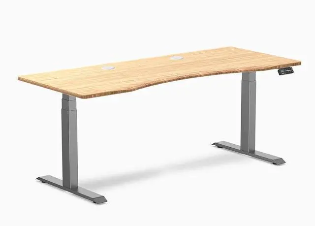 Main image of Desky Dual Ergo Edge Sit Stand Desk - Bamboo / 48 x 30 in / Space Gray