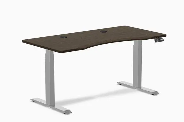 Main image of Desky Dual Ergo Edge Sit Stand Desk - Dark Bamboo / 48 x 30 in / Grey