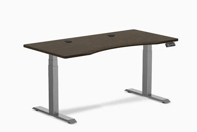 Main image of Desky Dual Ergo Edge Sit Stand Desk - Dark Bamboo / 48 x 30 in / Space Gray