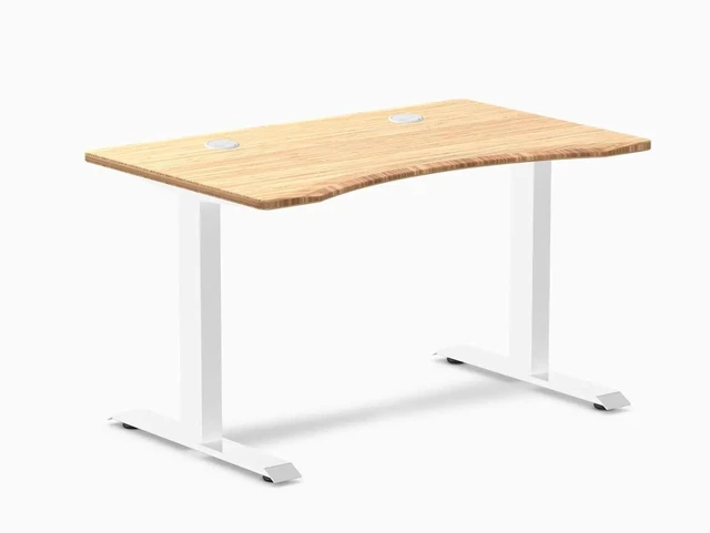 Main image of Desky Zero Ergo Edge Office Desk - Bamboo / 48 x 30 in / White