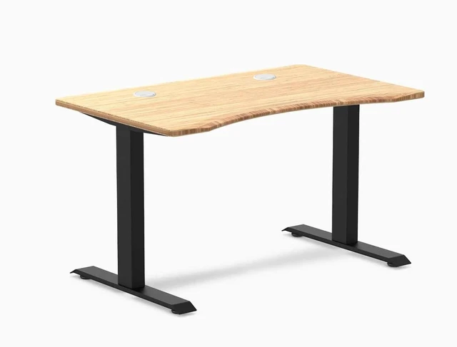 Main image of Desky Zero Ergo Edge Office Desk - Bamboo / 48 x 30 in / Matte Black