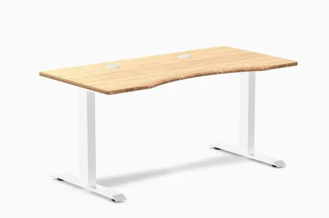 Main image of Desky Zero Ergo Edge Office Desk - Bamboo / 48 x 30 in / White