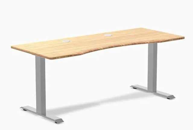 Main image of Desky Zero Ergo Edge Office Desk - Bamboo / 48 x 30 in / Grey