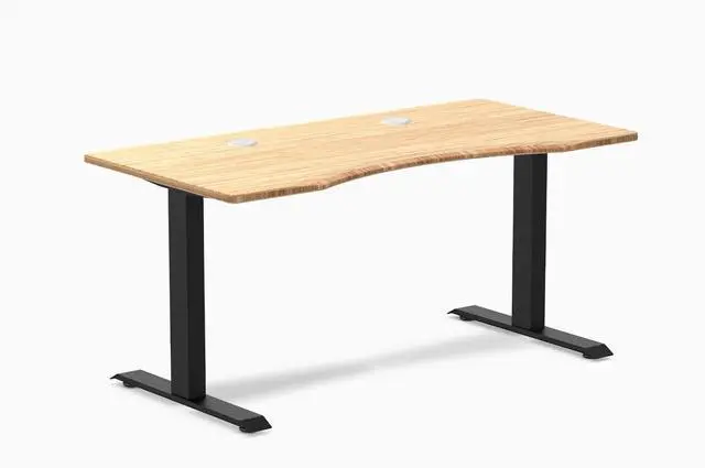 Main image of Desky Zero Ergo Edge Office Desk - Bamboo / 48 x 30 in / Matte Black