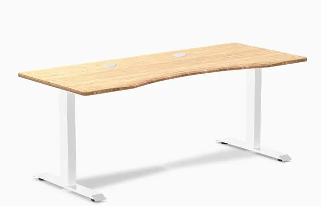 Main image of Desky Zero Ergo Edge Office Desk - Bamboo / 48 x 30 in / White