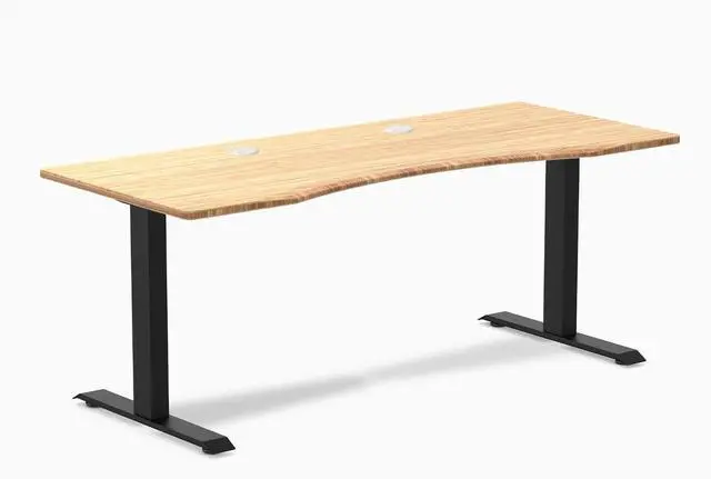 Main image of Desky Zero Ergo Edge Office Desk - Bamboo / 48 x 30 in / Matte Black