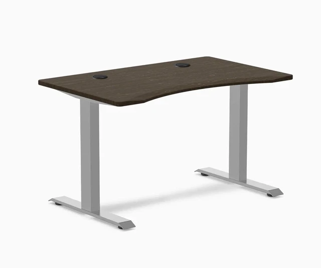 Main image of Desky Zero Ergo Edge Office Desk - Dark Bamboo / 48 x 30 in / Grey