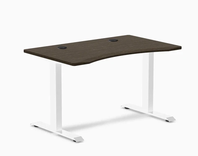 Main image of Desky Zero Ergo Edge Office Desk - Dark Bamboo / 48 x 30 in / White