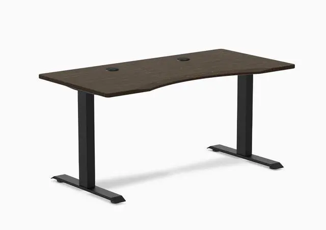 Main image of Desky Zero Ergo Edge Office Desk - Dark Bamboo / 48 x 30 in / Matte Black