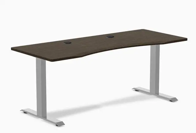 Main image of Desky Zero Ergo Edge Office Desk - Dark Bamboo / 48 x 30 in / Grey
