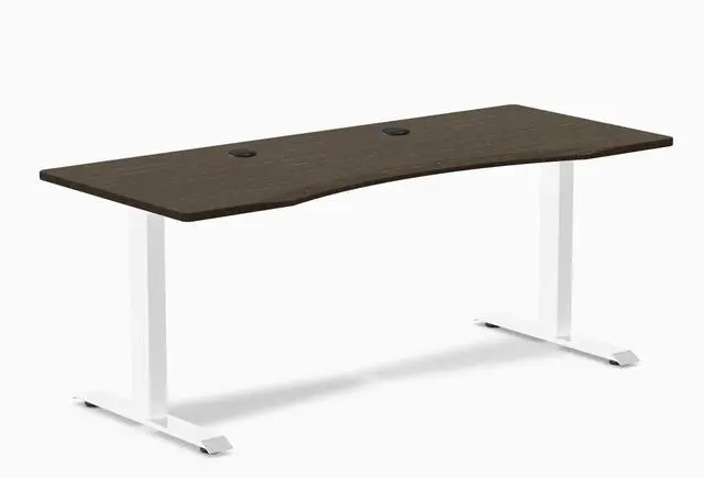 Main image of Desky Zero Ergo Edge Office Desk - Dark Bamboo / 48 x 30 in / White