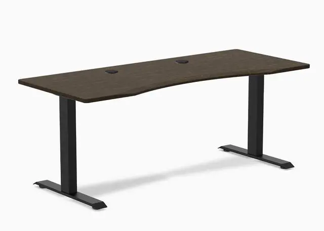 Main image of Desky Zero Ergo Edge Office Desk - Dark Bamboo / 48 x 30 in / Matte Black