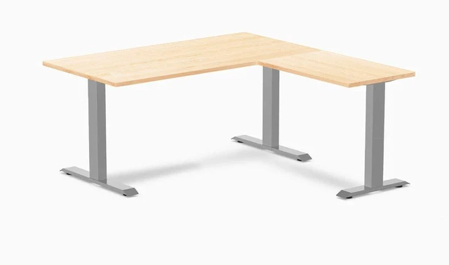 Main image of Desky Zero Hardwood L-Shape Office Desk - Maple / 60 x 30 x 62 x 20 in / Gray