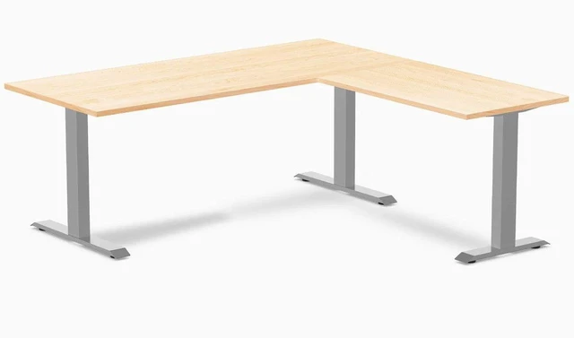 Main image of Desky Zero Hardwood L-Shape Office Desk - Maple / 72 x 30 x 70 x 24 in / Gray