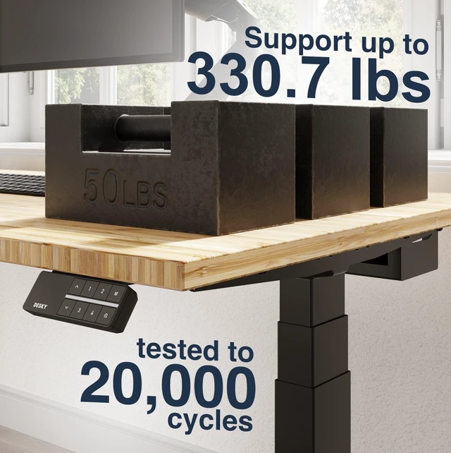 Alt view image 4 of 6 - Desky Dual Bamboo Sit Stand Desk - Dark Bamboo / 48 x 30 in / White