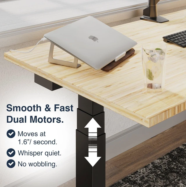 Alt view image 3 of 6 - Desky Dual Bamboo Sit Stand Desk - Dark Bamboo / 48 x 30 in / White