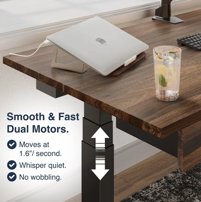 Alt view image 5 of 6 - Desky Dual Hardwood Standing Desk With Drawer - White Ash / 72 x 30 in / Gray