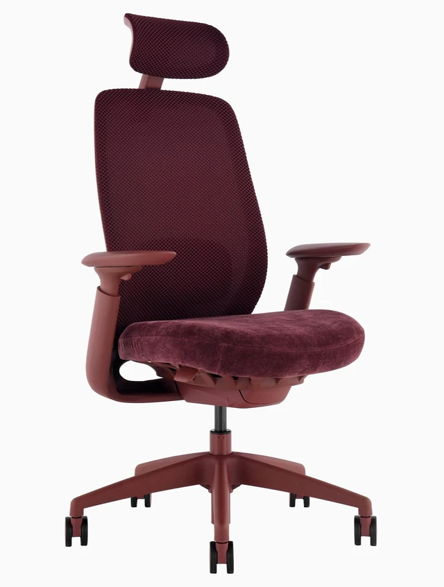 Main image of Desky Sereno Ergonomic Office Task Chair - Red Velvet / Headrest