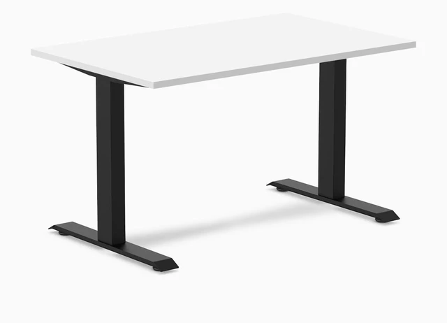 Main image of Desky Zero Laminate Office Desk - White / 47.2 x 29.5 in / Matte Black