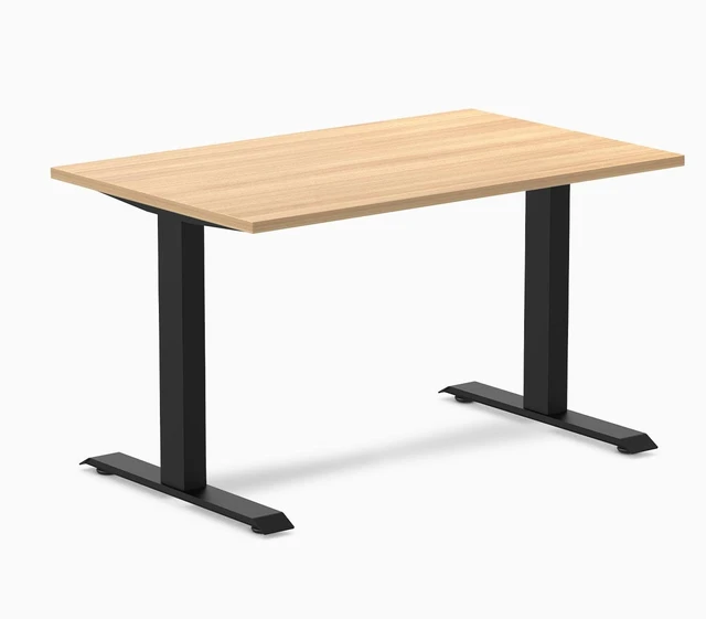 Main image of Desky Zero Laminate Office Desk - Sublime Teak / 47.2 x 29.5 in / Matte Black