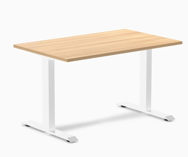 Main image of Desky Zero Laminate Office Desk - Sublime Teak / 47.2 x 29.5 in / White