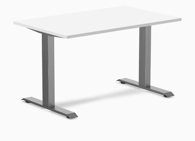 Main image of Desky Zero Laminate Office Desk - White / 47.2 x 29.5 in / Space Gray