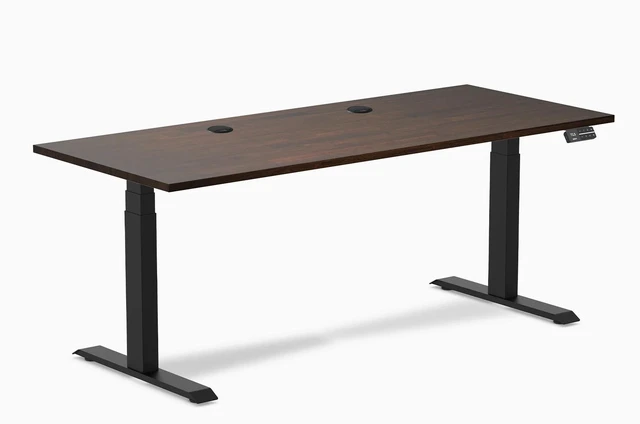 Alt view image 2 of 5 - Desky Dual Rubberwood Sit Stand Desk - Light Oak / 48 x 30 in / Space Gray