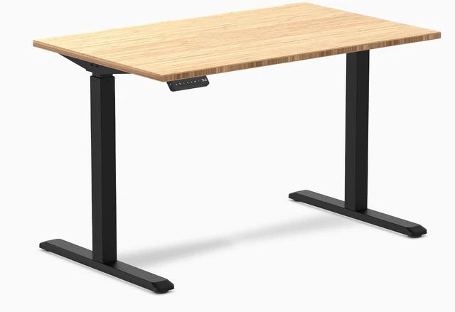 Main image of Desky Single Sit Stand Desk - Bamboo / 47.2 x 29.5 in / Black