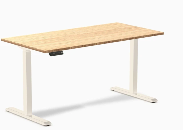 Main image of Desky Single Sit Stand Desk - Bamboo / 59 x 29.5 in / Wheat