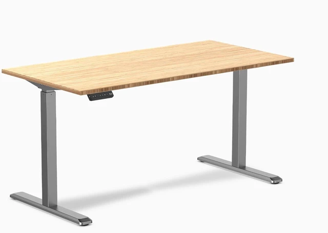Main image of Desky Single Sit Stand Desk - Bamboo / 59 x 29.5 in / Space Gray