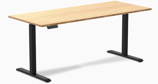 Main image of Desky Single Sit Stand Desk - Bamboo / 70.9 x 29.5 in / Black
