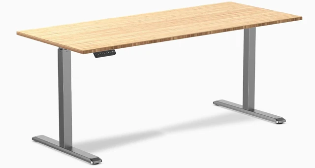 Main image of Desky Single Sit Stand Desk - Bamboo / 70.9 x 29.5 in / Space Gray