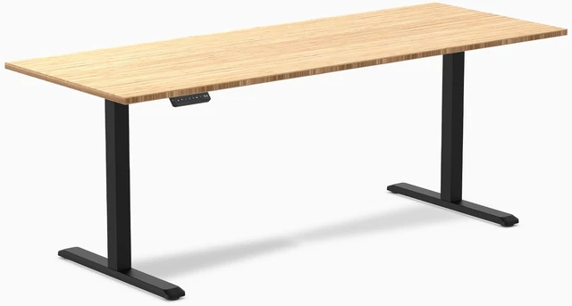 Main image of Desky Single Sit Stand Desk - Bamboo / 78.7 x 29.5 in / Black