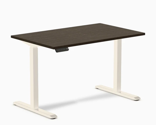 Main image of Desky Single Sit Stand Desk - Dark Bamboo / 47.2 x 29.5 in / Wheat