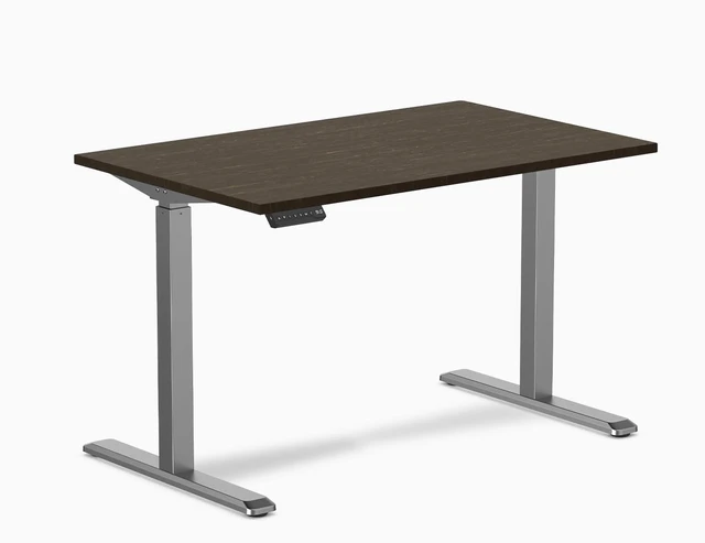 Main image of Desky Single Sit Stand Desk - Dark Bamboo / 47.2 x 29.5 in / Space Gray