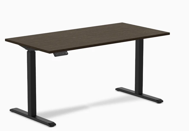 Main image of Desky Single Sit Stand Desk - Dark Bamboo / 59 x 29.5 in / Black