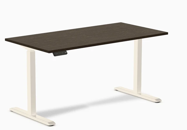 Main image of Desky Single Sit Stand Desk - Dark Bamboo / 59 x 29.5 in / Wheat