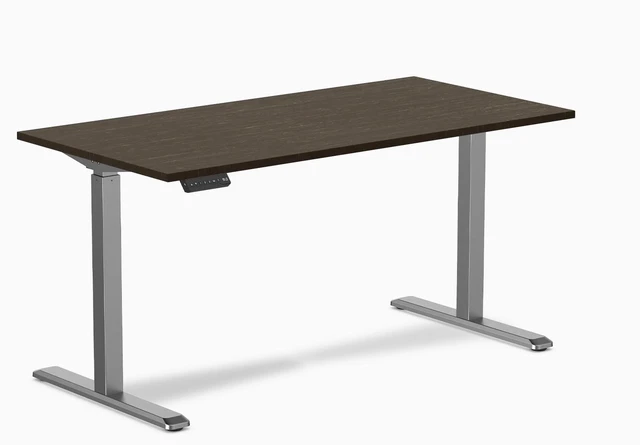 Main image of Desky Single Sit Stand Desk - Dark Bamboo / 59 x 29.5 in / Space Gray