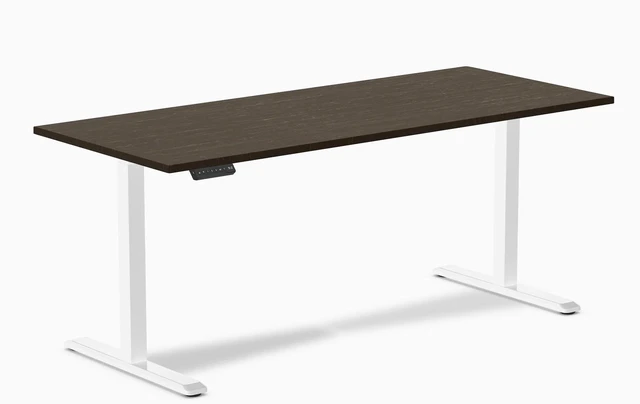 Main image of Desky Single Sit Stand Desk - Dark Bamboo / 70.9 x 29.5 in / White