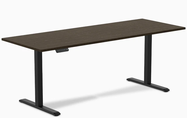 Main image of Desky Single Sit Stand Desk - Dark Bamboo / 78.7 x 29.5 in / Black