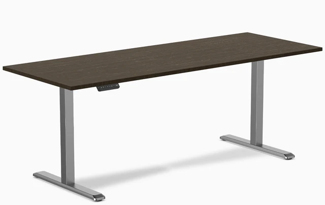 Main image of Desky Single Sit Stand Desk - Dark Bamboo / 78.7 x 29.5 in / Space Gray
