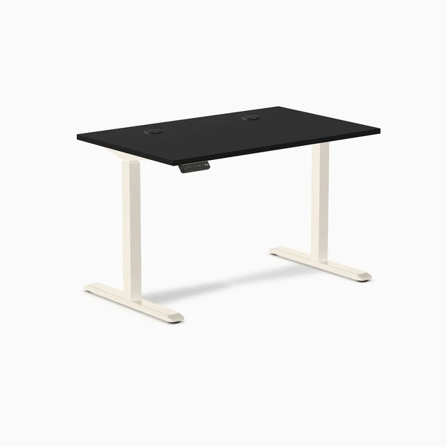 Alt view image 8 of 8 - Desky Single Sit Stand Desk - Black / 47.2 x 29.5 inches with Grommets / Wheat