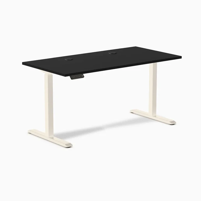 Alt view image 8 of 8 - Desky Single Sit Stand Desk - Black / 59.1 x 29.5 inches with Grommets / Wheat