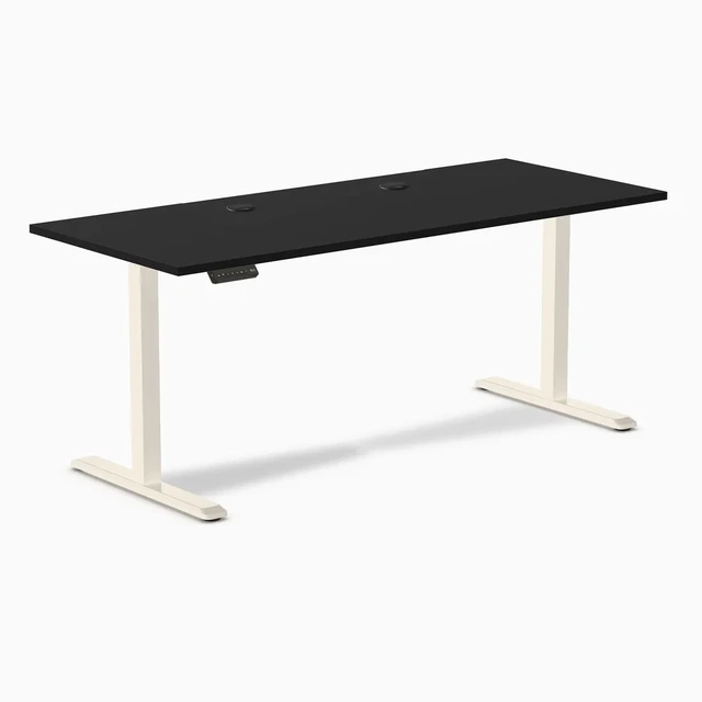 Alt view image 8 of 8 - Desky Single Sit Stand Desk - Black / 70.9 x 29.5 inches with Grommets / Wheat