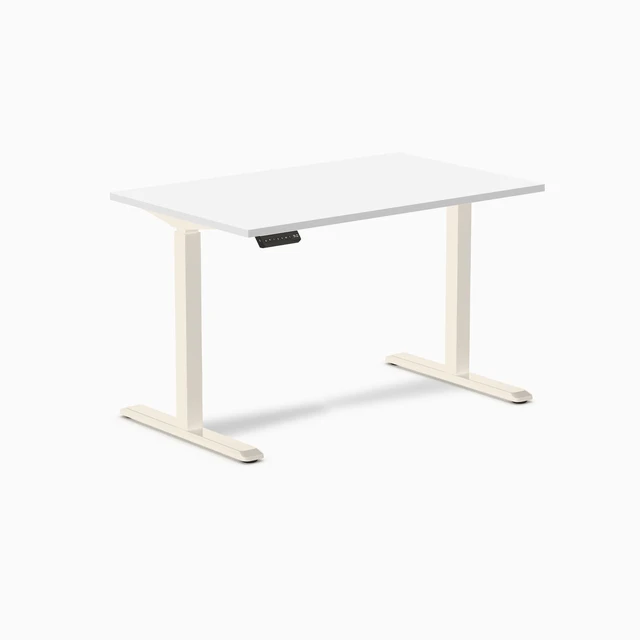 Alt view image 8 of 8 - Desky Single Sit Stand Desk - White / 47.2 x 29.5 inches / Wheat