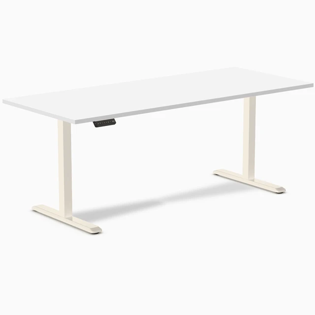 Alt view image 8 of 8 - Desky Single Sit Stand Desk - White / 78.7 x 29.5 inches / Wheat