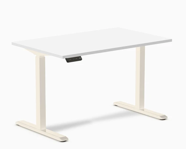 Main image of Desky Single Sit Stand Gaming Desk - White / 47.2 x 29.5 in / Wheat