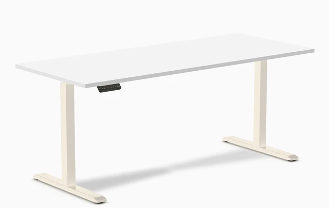 Main image of Desky Single Sit Stand Gaming Desk - White / 70.9 x 29.5 in / Wheat