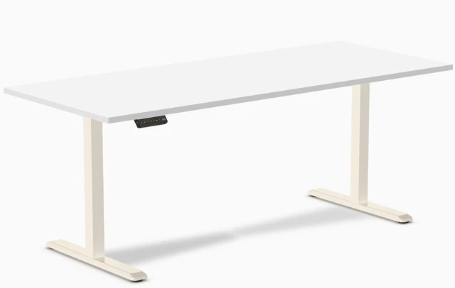 Main image of Desky Single Sit Stand Gaming Desk - White / 78.7 x 29.5 in / Wheat