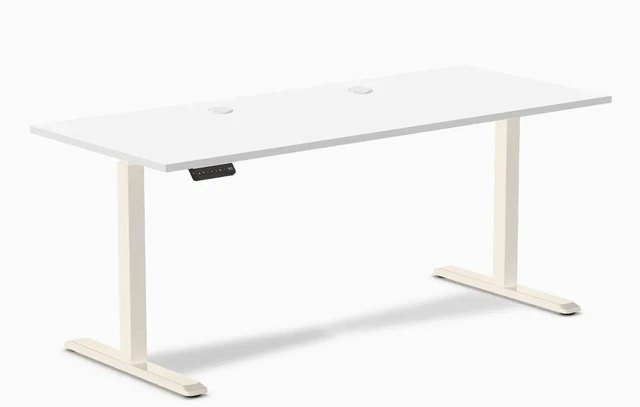 Main image of Desky Single Sit Stand Gaming Desk - White / 70.9 x 29.5 in / Wheat